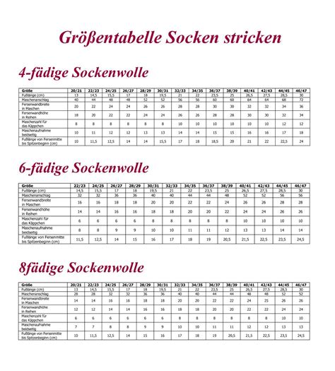 sockengrößen tabelle online